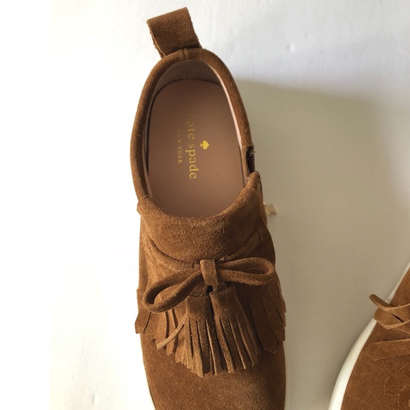 NWT. Kate Spade dark taupe tassel sneakers - Picture 8 of 8